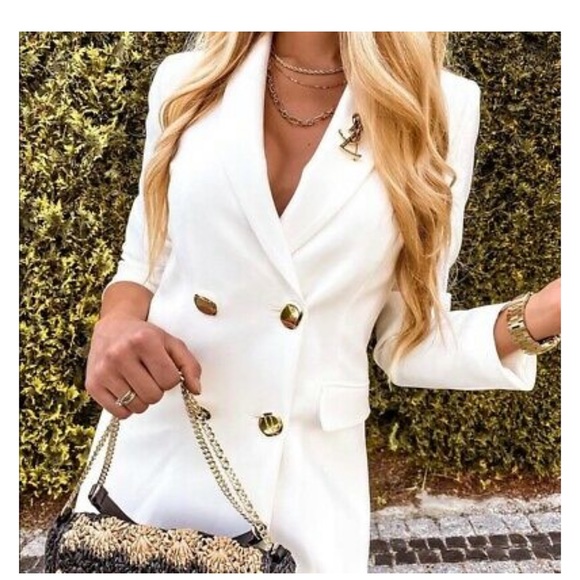 ZARA DOUBLE-BREASTED CROSSOVER FROCK COAT BLAZER - Picture 2 of 6